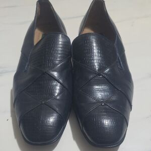 Black Textured Loafers